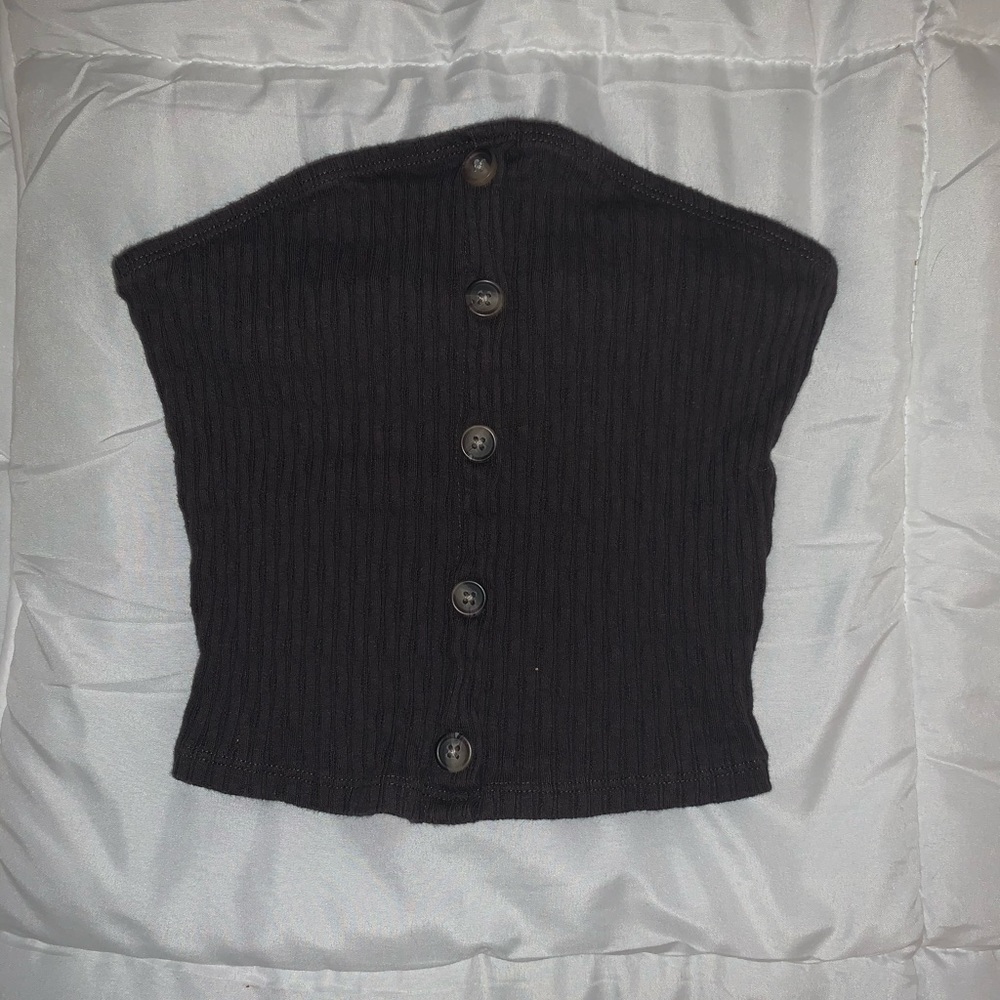 American Eagle Cropped button up tube top🤎